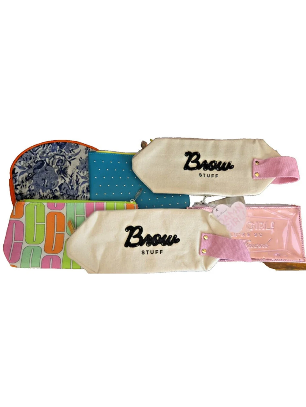6-Piece Makeup Bag Lot Bundle Clinique Sisley Ipsy Benefit Cosmetic Pouches